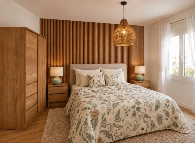 Refurbished main bedroom of the calle Río Esva flat, Oviedo